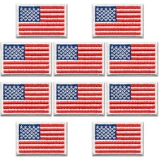 Flag Patches (10-Pack) USA Flag Embroidered Iron On Patch Applique - 1" 