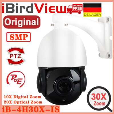 IBirdView 8MP 30x optischer Zoom 2-Wege-Audio POE IP66 Speed Dome IP PTZ Kamera