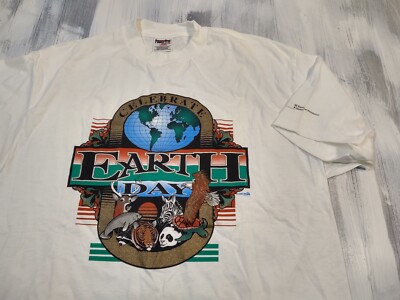 Vintage 90s Power Pro Oneita Earth Day T-Shirt Single Stitch Men's