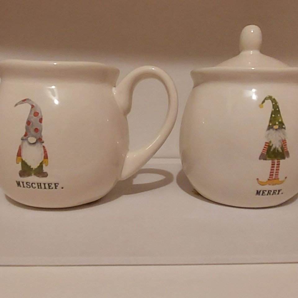 Rae Runn Sugar And Creamer Set Christmas Gift Mischief Merry eBay