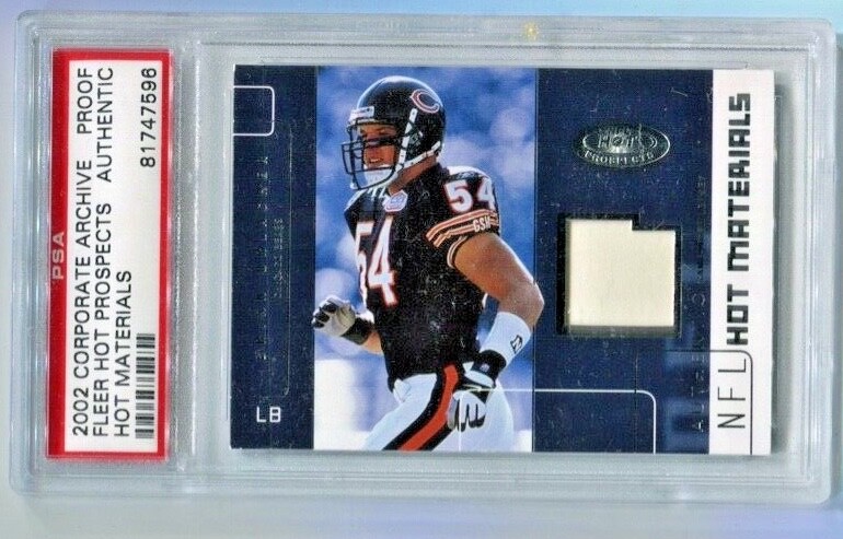 2002 Hot Prospects - BRIAN URLACHER - Hot Materials Jersey Test Proof BEARS  PSA