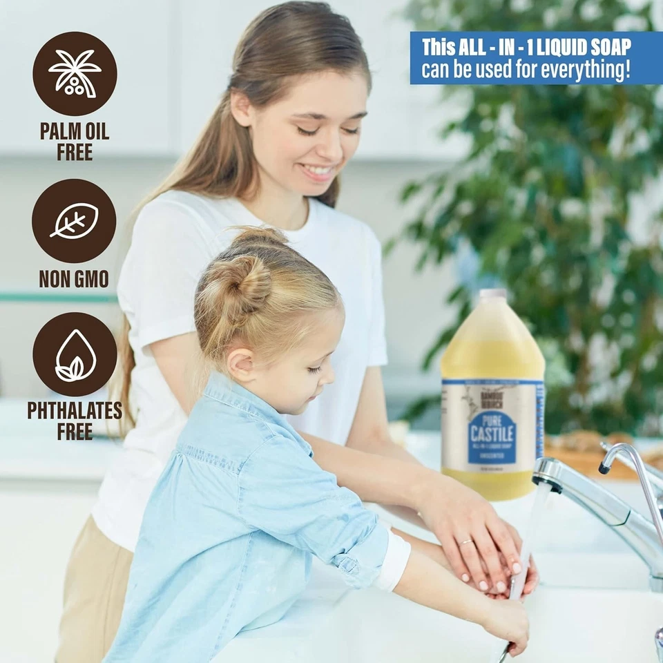 Jabón líquido orgánico puro de Castilla, palma certificado 64 fl oz (paquete de 1) sin perfume Foto 4 de 4