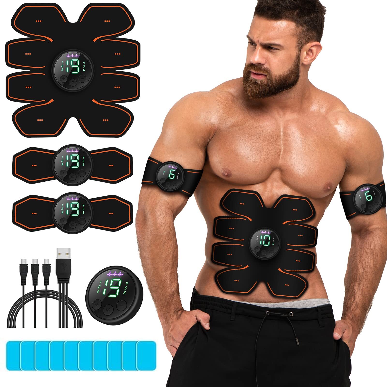 ABS Stimulator Workout Equipment, Ab Machine USB Rechargeable Gear for Abdome...