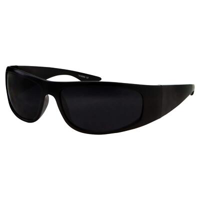 Super Dark Lens Black Sunglasses | Biker Style Rider | Wrap Around Frame | Shiny