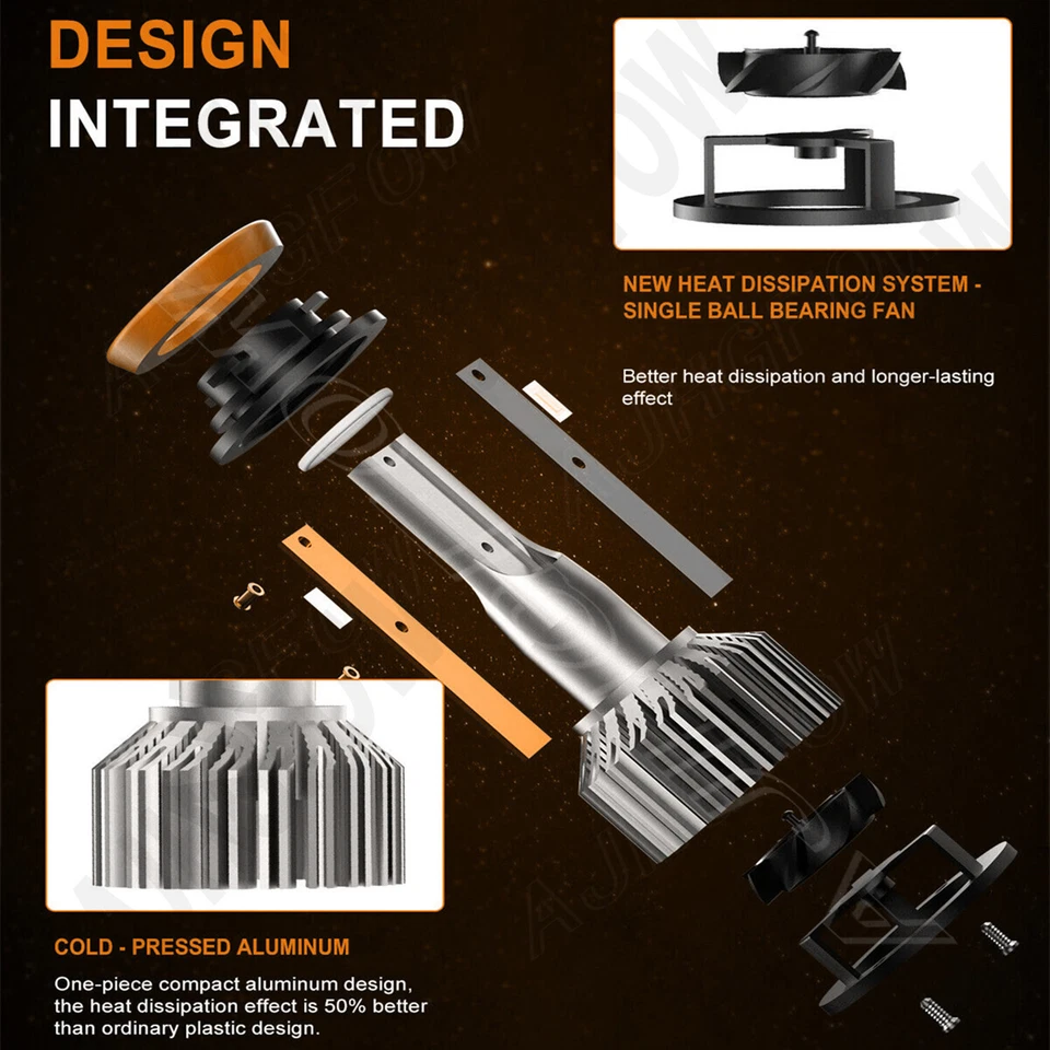 For Dodge Avenger 2013-2014 LED Headlight Bulbs Kit High / Low Beam + Fog Light - Image 3 of 4