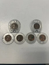 EXONUMIA: Encased Lot of 6 Lucky Penny Keep Me And Never Go Broke Wheat cents