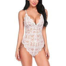 Womens Sexy Lace Bodys Lingerie Sling Babydoll Bodysuit Nightwear Underwear