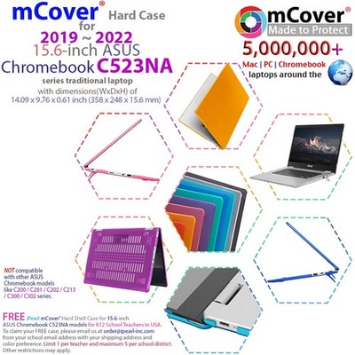 NEW iPearl mCover  Hard Shell Case for 15.6'' ASUS Chromebook C523NA model