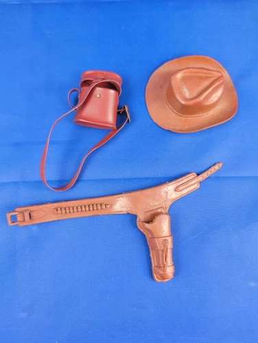 Vintage Marx Johnny West Action Figure Accessories Hat Gun Belt Bag Strap