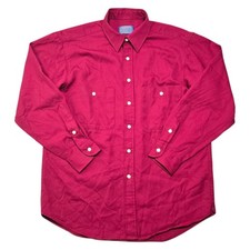 Sir Pendleton Mens L 100 Virgin Wool Long Sleeve Casual Button Up Shirt Red