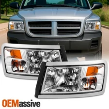 For 2008-2011 Dodge Dakota Pickup Halogen Headlights Lights Lamps Left + Right