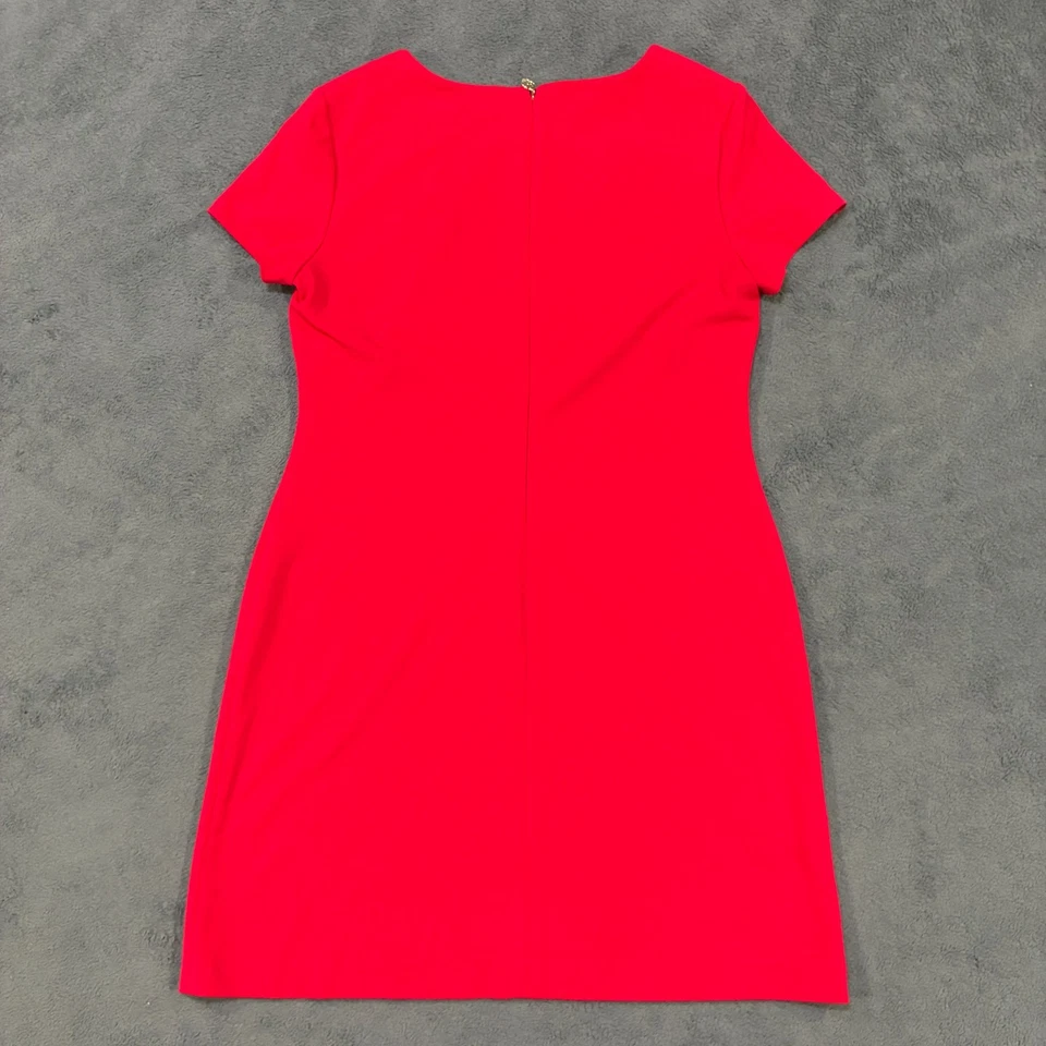 Vestido Tommy Hilfiger Rojo Línea A Cambio Mangas Cortas Cremallera Trasera Para Mujer Talla 10 Foto 2 de 4