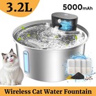 3,2L Trinkbrunnen für Katze Kabellos Edelstahl Katzenbrunnen mit Sensor & Filter