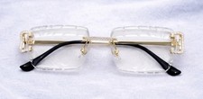 18K Gold Plated Rimless Moissanite Designer Glasses Clear Lens UV400 Luxury