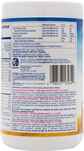 Cereal de canela de avena instantánea Quaker 11,6 OZ grano entero listo en 1 minuto Foto 3 de 3
