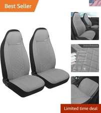 Affordable Waterproof Faux Leather Front Seat Covers - Grey, Stretchable Design
