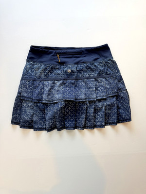 Lululemon Exploded Sashiko Cross inkwell PLeated Pace Setter Skirt Skort Size 4