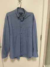 Country Road Blue Chambray Collared Long Sleeve Dress Shirt, very good cond L