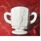 W.  White Glass Grapes Pattern Pedestal Mug w/ Double Handles — photo 1