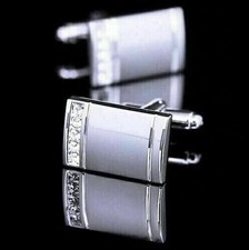 2.00Ct Round Cut Lab Created Diamond Men's Fancy Cufflinks 14k White Gold Finish