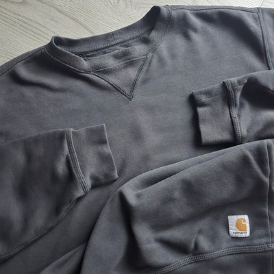 VTG Carhartt Sweatshirt Logo Crewneck Black Distressed Heavy Fade Gradient Large