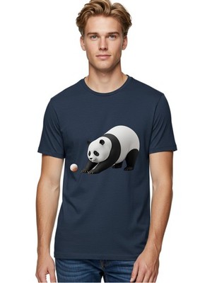 Panda-Playing-With-Ball Mens Graphic Tee, 100% Cotton, Casual Summer Wear