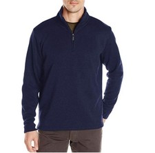 Wrangler Authentics Men's Long Sleeve Fleece Quarter Zip In Indigo Dark Blue L