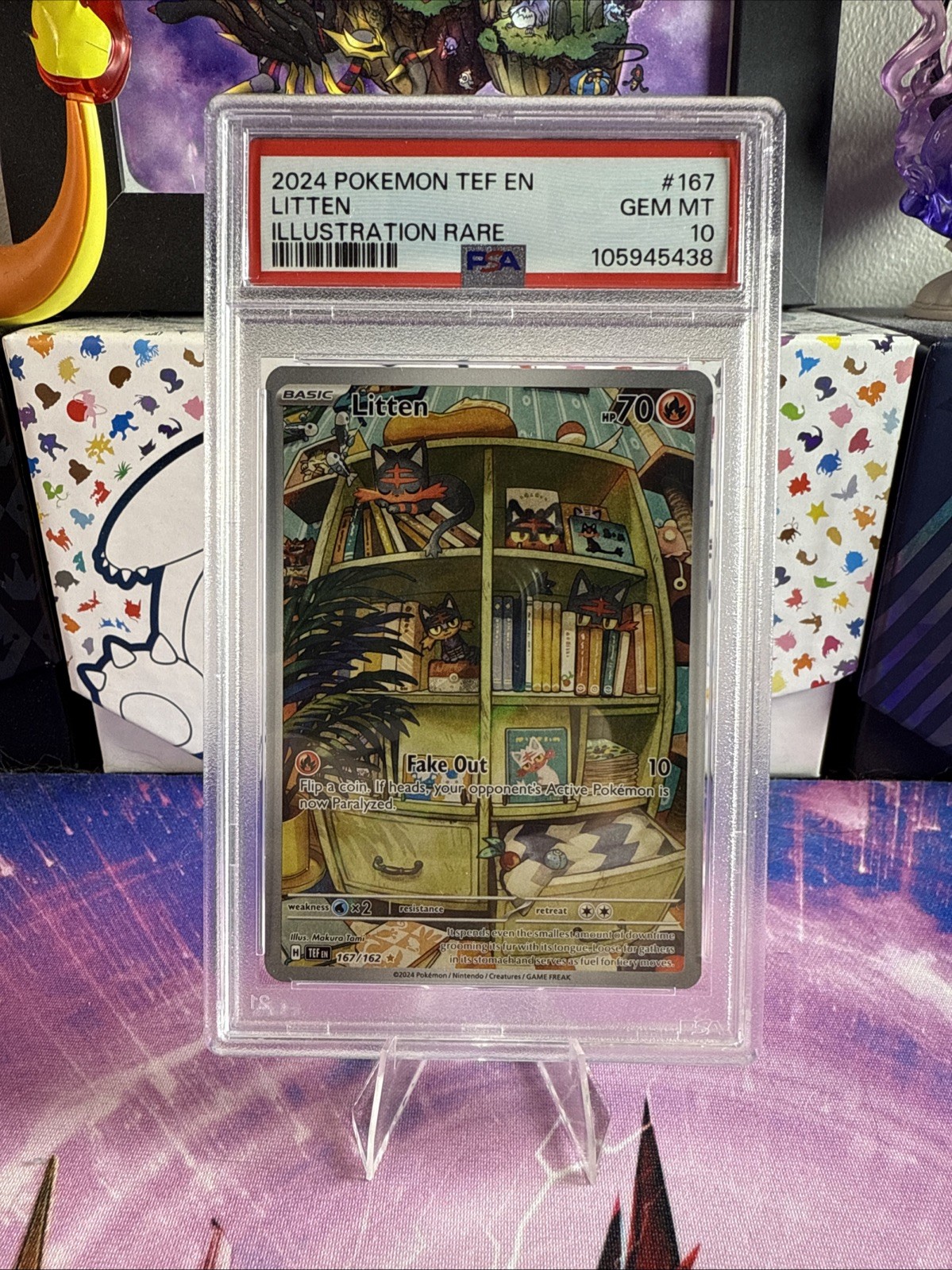Litten #167/162 Illustration Rare Temporal Forces Pokemon 2024 PSA 10