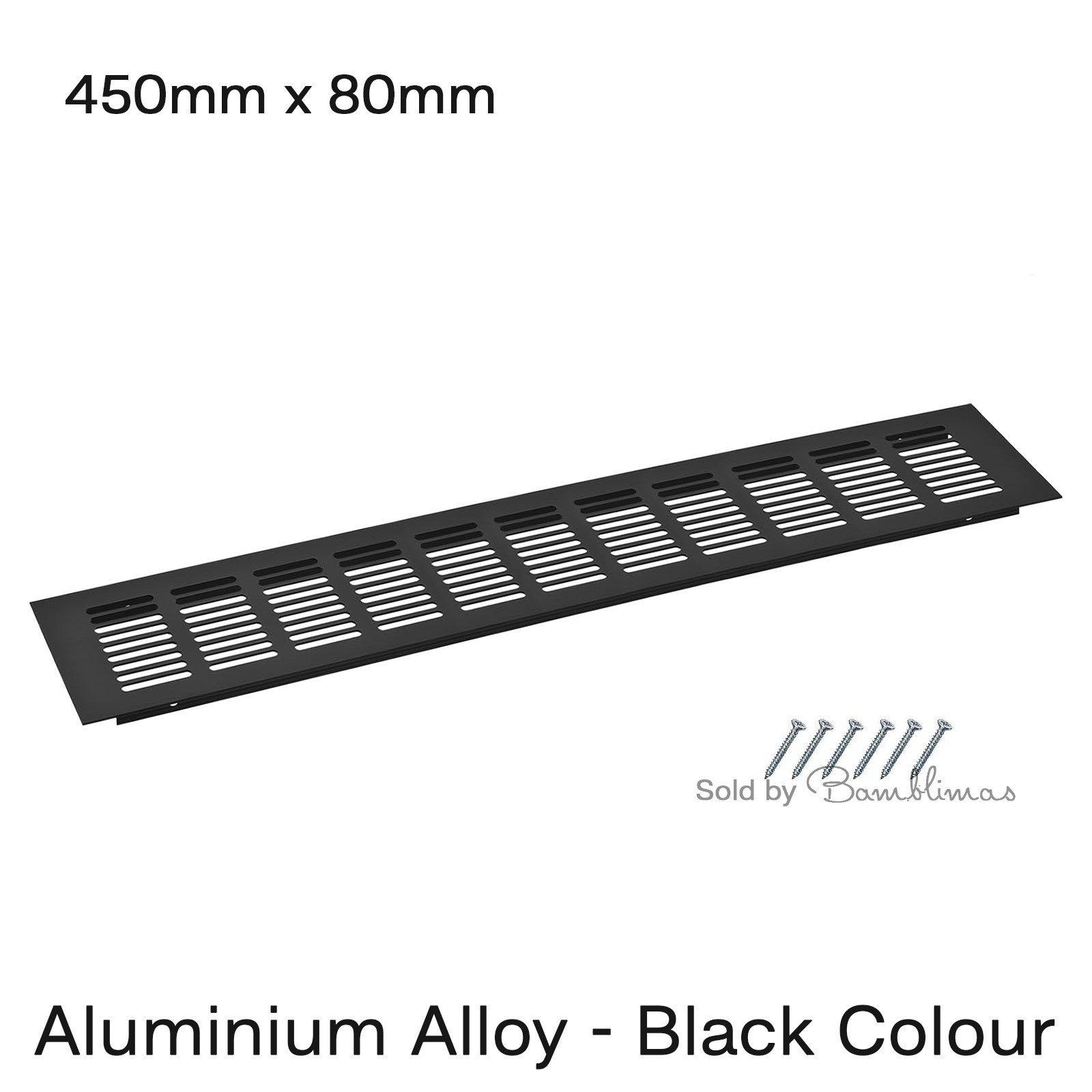 450mm x 80mm Aluminum Ventilation Grille Rectangle Air Vent Grille Black Colour