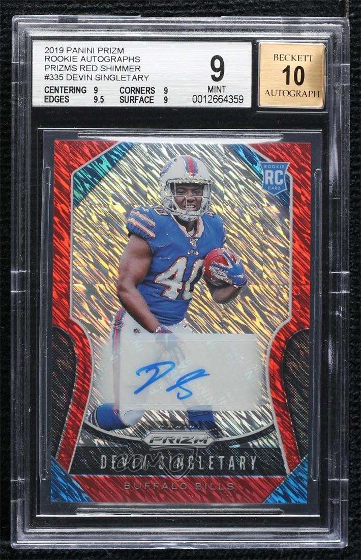 2019 Panini Prizm Rookies Red Shimmer 21/25 Devin Singletary Rookie Auto RC 01bj