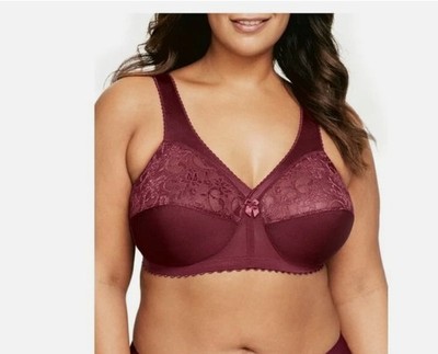 Glamorise Magic Lift Wirefree Wireless Comfort Full Figure Bra 44C Plus Burgundy