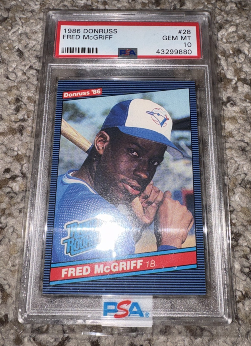 1986 DONRUSS #28 FRED MCGRIFF RC RATED ROOKIE HOF PSA 10