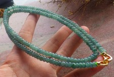 Video Certified Green A JADE Jadeite Beads Circle Necklace 23.5 inches    716435