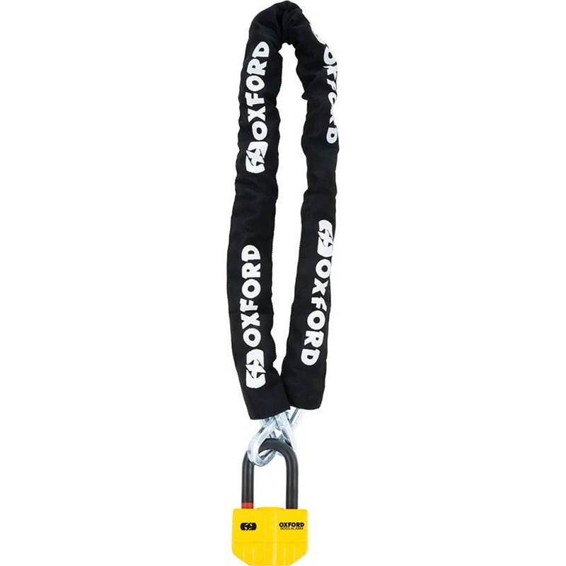 Antivol chaîne Oxford Boss Alarm 14mm avec bloc-disque et câble de 1,2m pour protection moto