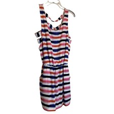 Striped Sleeveless Dress Cutout Accents Casual Summer Comfortable