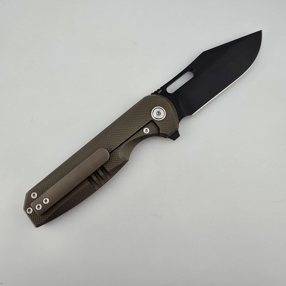 Miguron Ameight Preyert II Flipper Folding Knife Bronze Titanium Black PVD S90V - Image 2 of 4