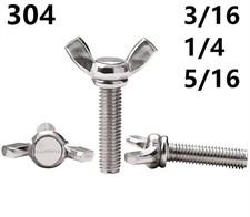 3/16" 1/4" 5/16" 304 Stainless Steel Wing Thumb Screws Bolts