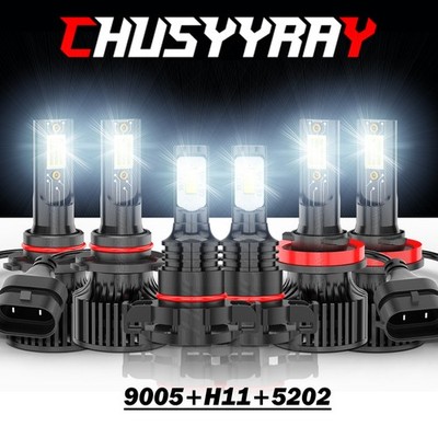 For GMC Sierra 1500 2500 2007-2013 LED Headlight + Fog Light Bulbs Bright White