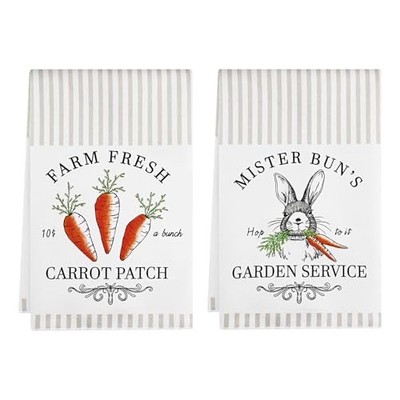  Easter Kitchen Towels Set of 2, Easter Bunny Carrot Patch Decorative Dish 