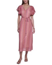 Halston Crochet Knit Striped Maxi Dress Women's