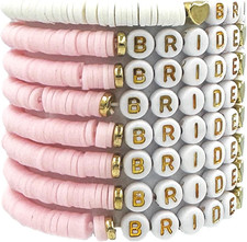 Bachelorette Party Favors, Wedding Gifts, 6.7 Inch Bride Tribe Bead Bracelet Pre