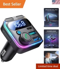 Bluetooth 5.3 Car Adapter with Fast Charging  Dual Mics for Clear Calls