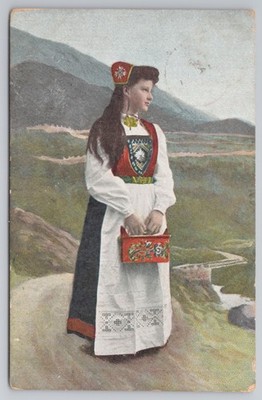 Norwegen Tracht Bunad Lady Profilansicht Aandalsnes 1908 Mittet