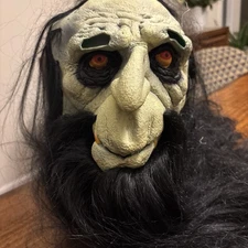 Paper Magic Group Vintage Halloween Mask 1998 Troll Ogre Orc Black Beard Hair