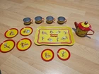 Vintage Schylling Curious George Tin Tea Set - 13 Piece Nice Condition, Pre-owne