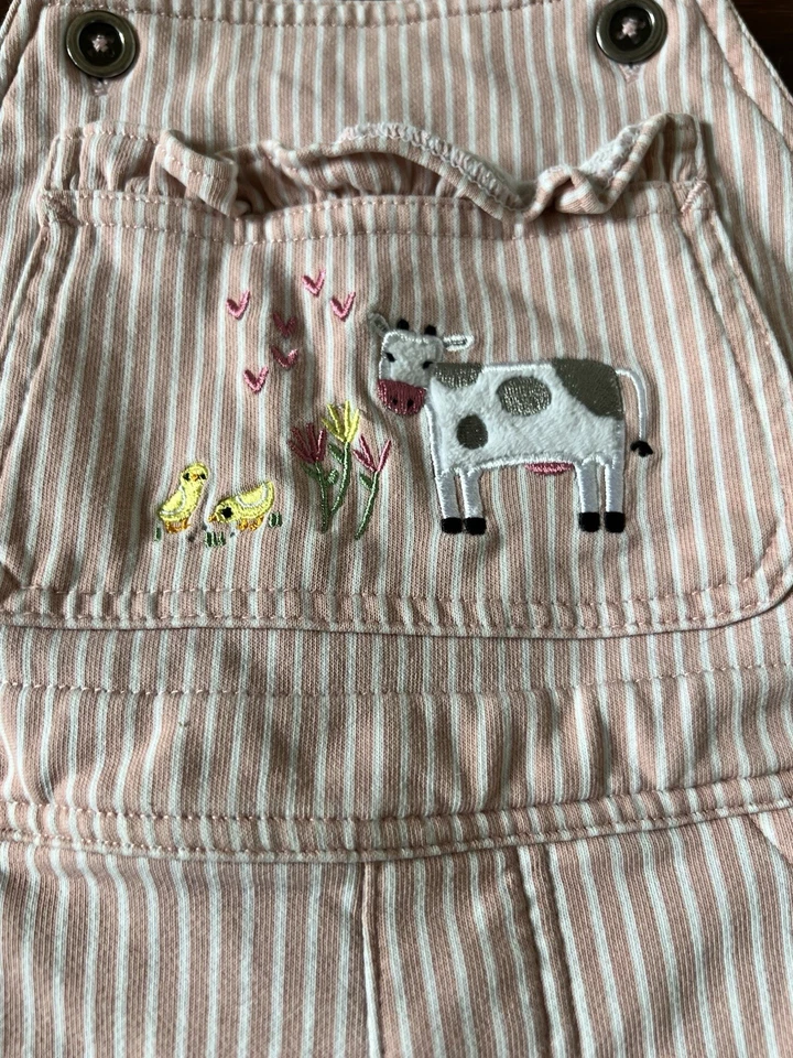 John Deere ребенка ясельного возраста розовый оборки полоски хлопок общий короткий размер 4T коровы цыплята - Изображение 2 из 4