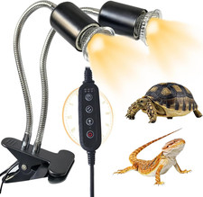 Reptile Heat Lamp, Dual-Head UVA UVB Light for Aquarium Turtle Tank