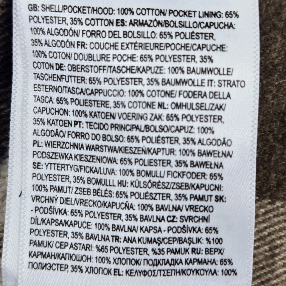 Camisa con botones Vans para niños XL marrón franela a cuadros logotipo grunge manga larga con capucha Foto 3 de 4