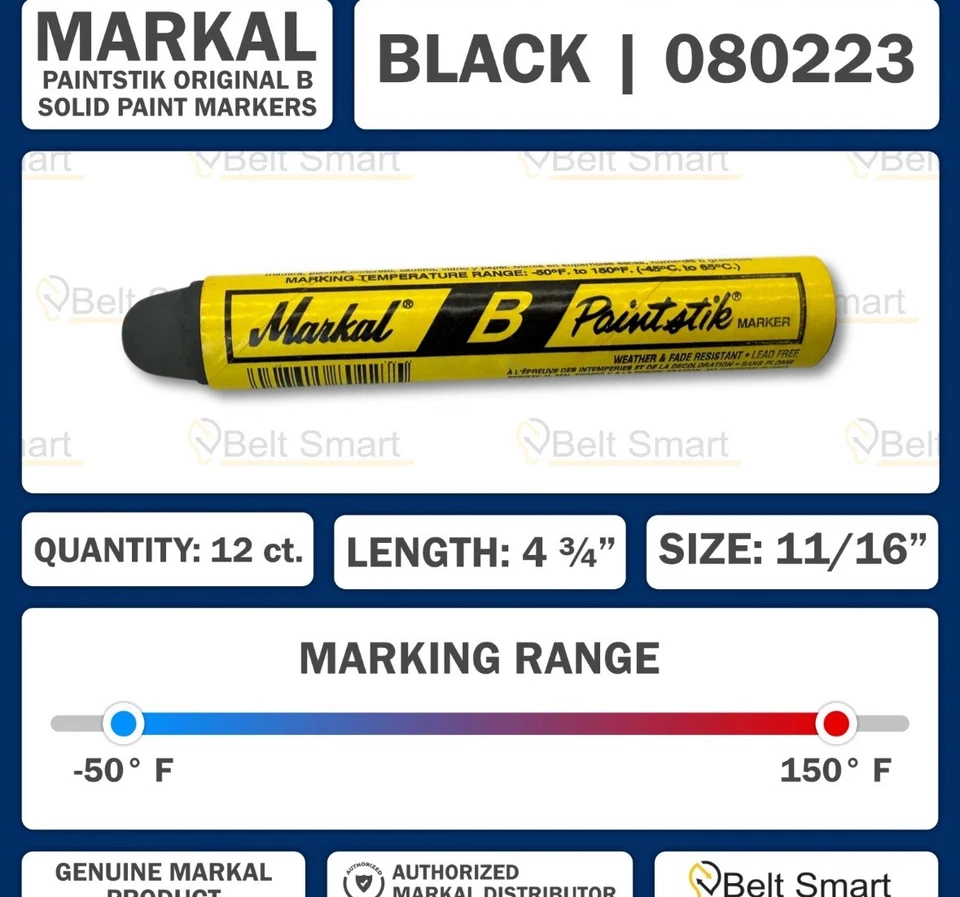 (227 Rack) Genuine Markal 12-Pack Paintstik B Paint Markers w/ Magnetic Grip - Image 2 of 4