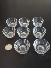 Antique Pressed Glass EIGHT OPEN SALT CELLARS Paneled Star Bowls 2" ROUND